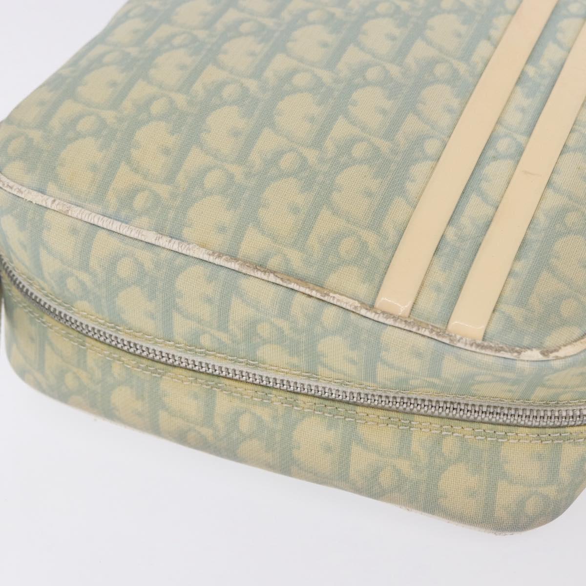 Christian Dior Trotter Canvas Shoulder Bag PVC Light Blue Silver Auth BA14424