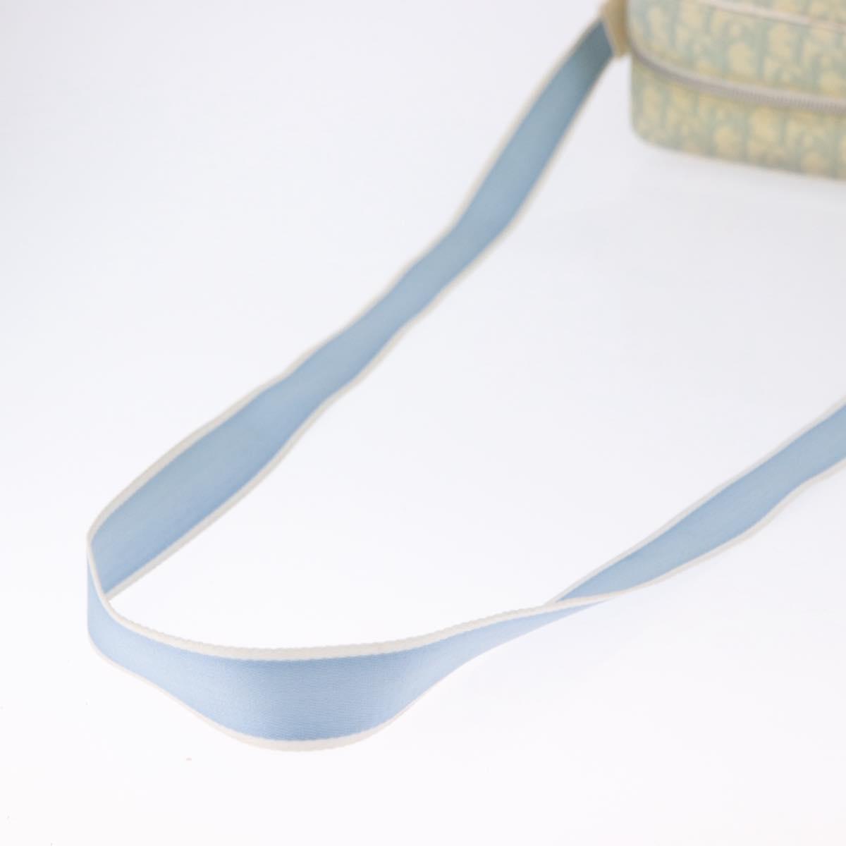 Christian Dior Trotter Canvas Shoulder Bag PVC Light Blue Silver Auth BA14424