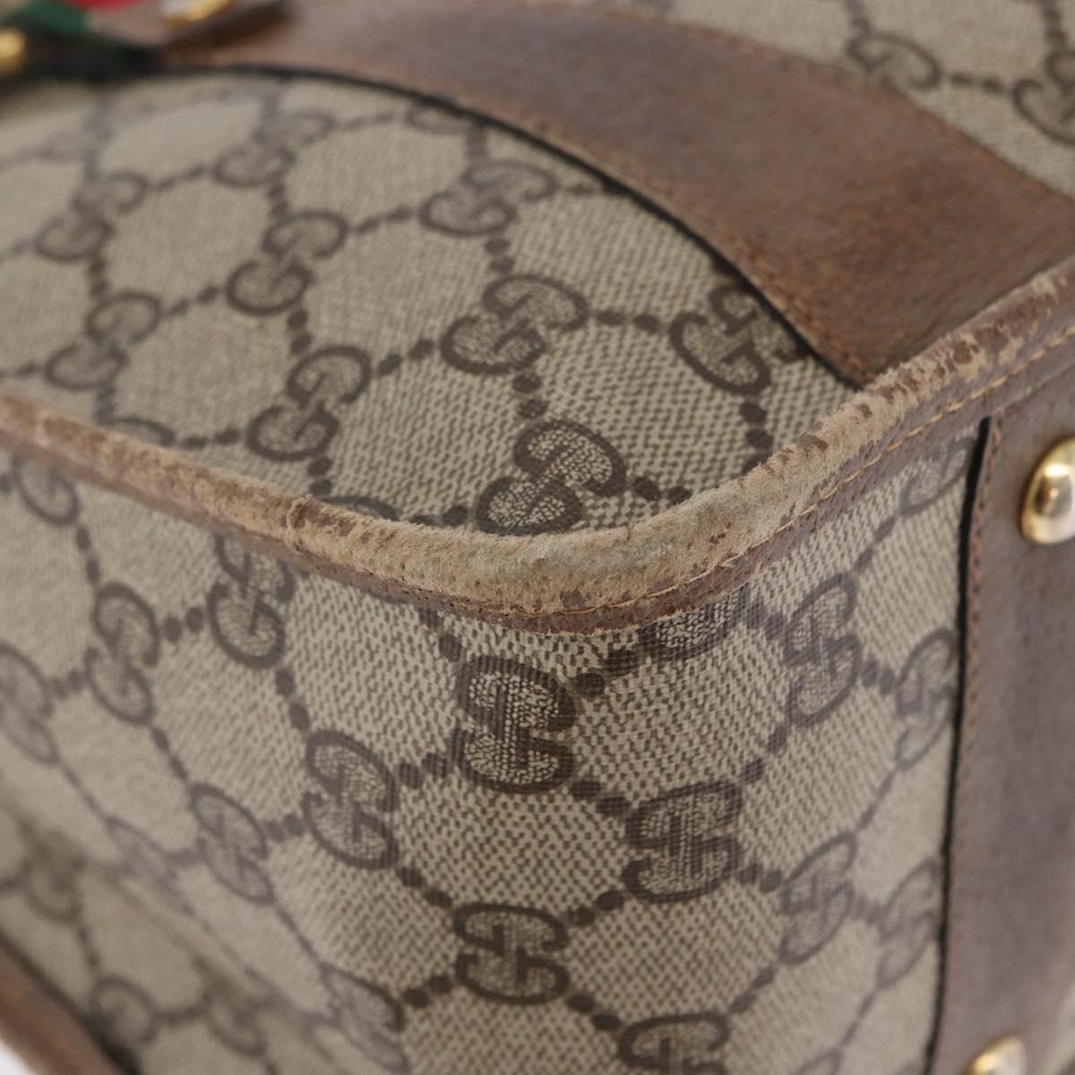 GUCCI GG Supreme Web Sherry Line Hand Bag PVC Beige Gold 41 02 039 Auth BA14425