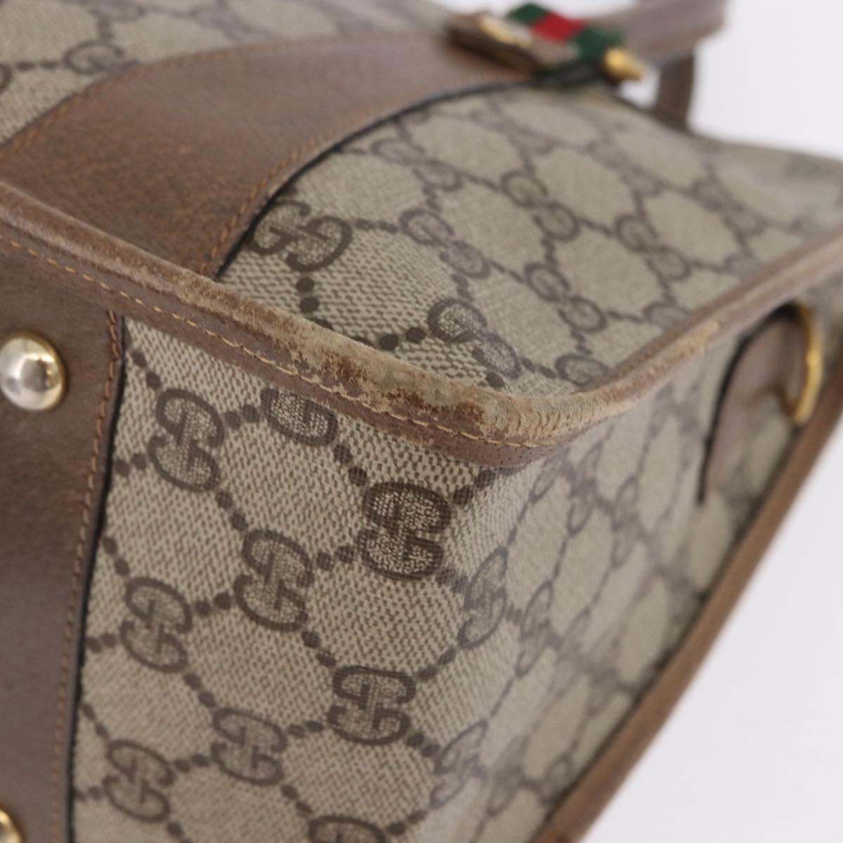 GUCCI GG Supreme Web Sherry Line Hand Bag PVC Beige Gold 41 02 039 Auth BA14425