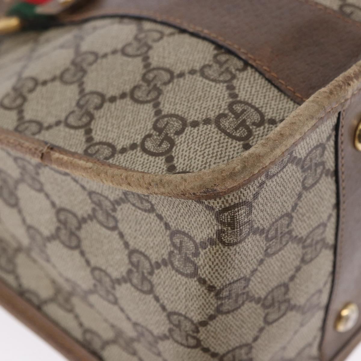 GUCCI GG Supreme Web Sherry Line Hand Bag PVC Beige Gold 41 02 039 Auth BA14425