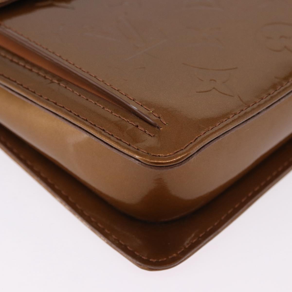 LOUIS VUITTON Monogram Vernis Motto Accessory Pouch Bronze M91138 Auth BA14426