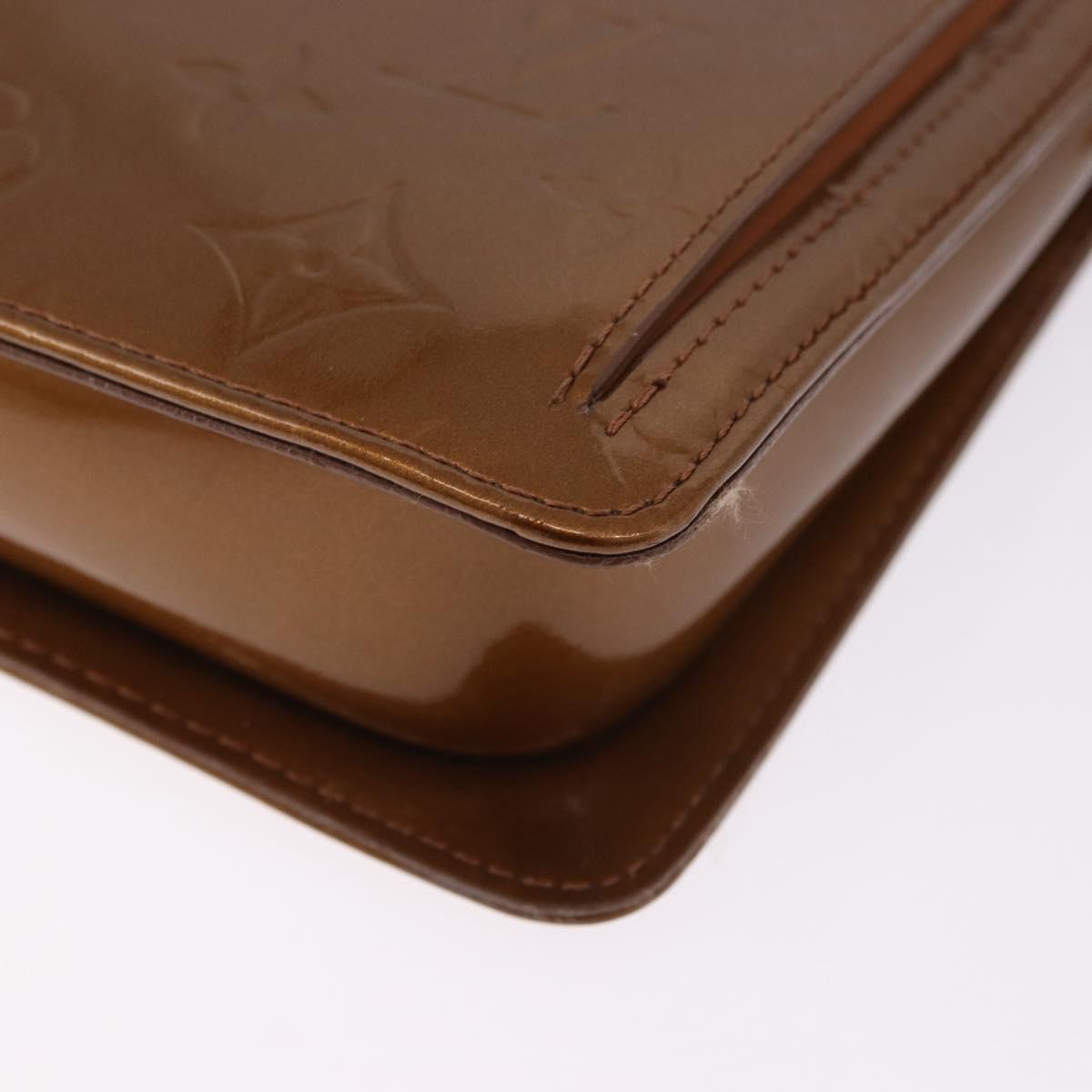 LOUIS VUITTON Monogram Vernis Motto Accessory Pouch Bronze M91138 Auth BA14426