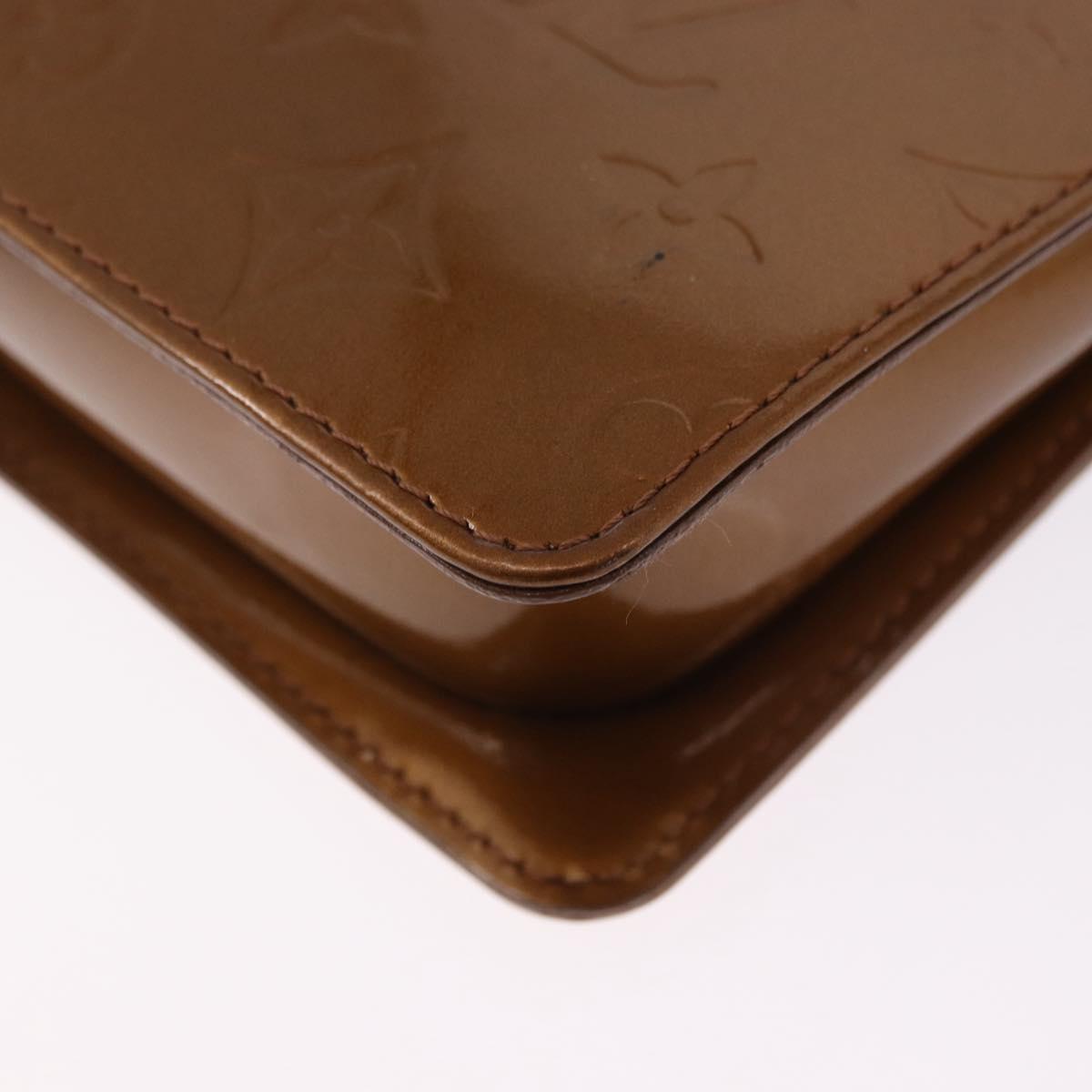 LOUIS VUITTON Monogram Vernis Motto Accessory Pouch Bronze M91138 Auth BA14426