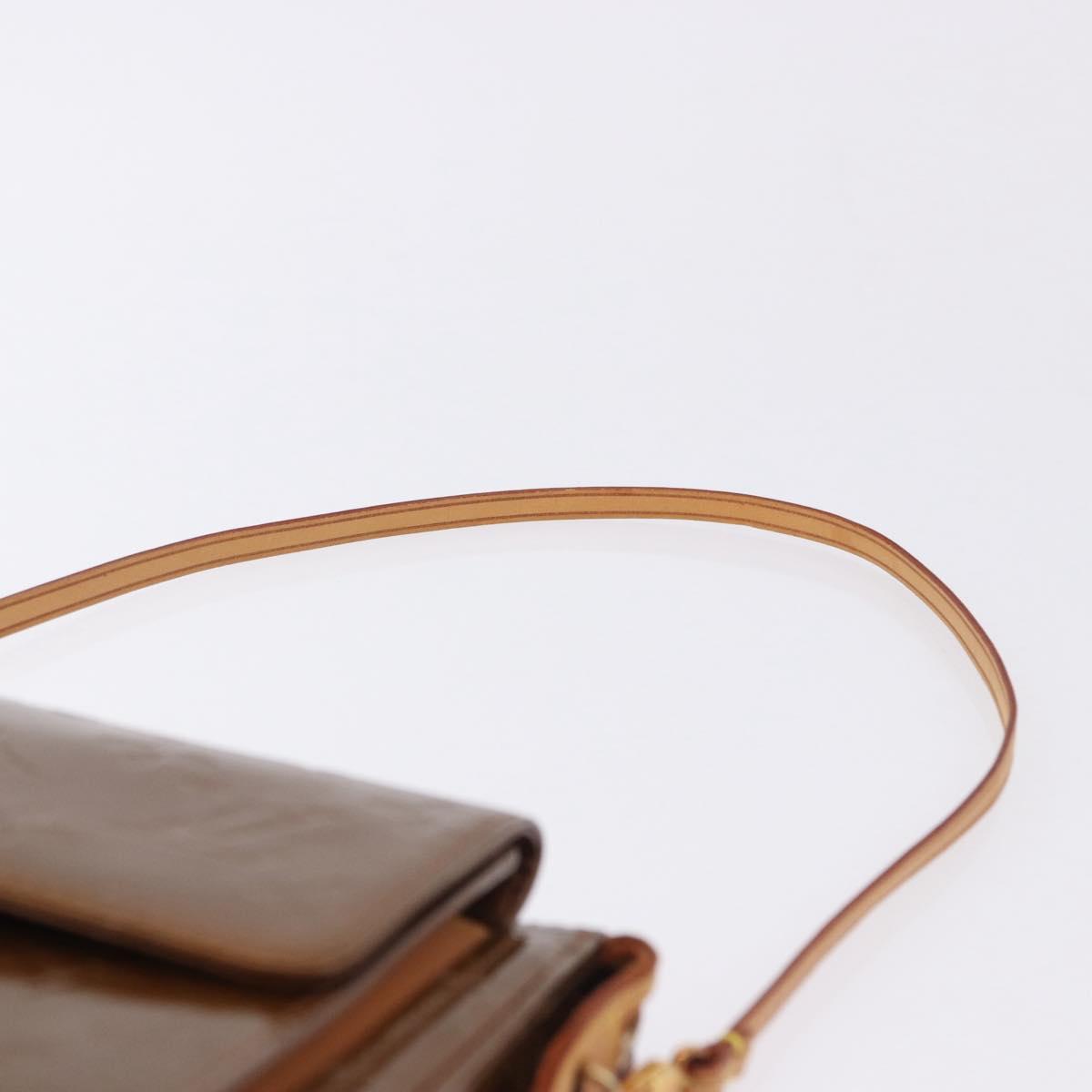 LOUIS VUITTON Monogram Vernis Motto Accessory Pouch Bronze M91138 Auth BA14426