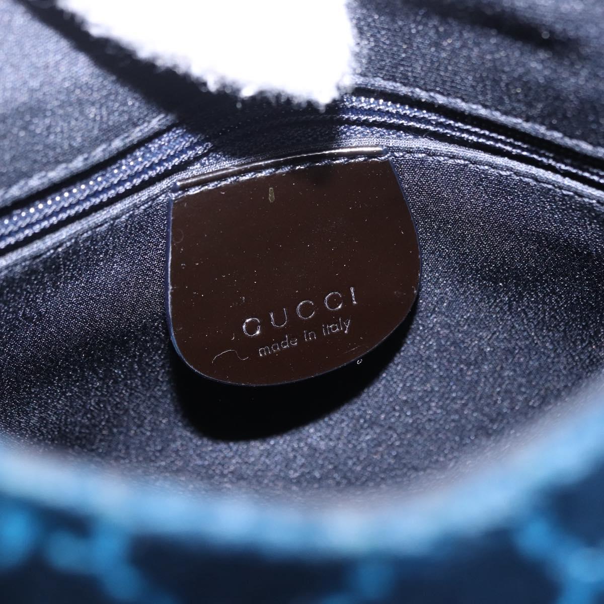 GUCCI GG Supreme Shoulder Bag Suede Blue Silver Auth BA14427A