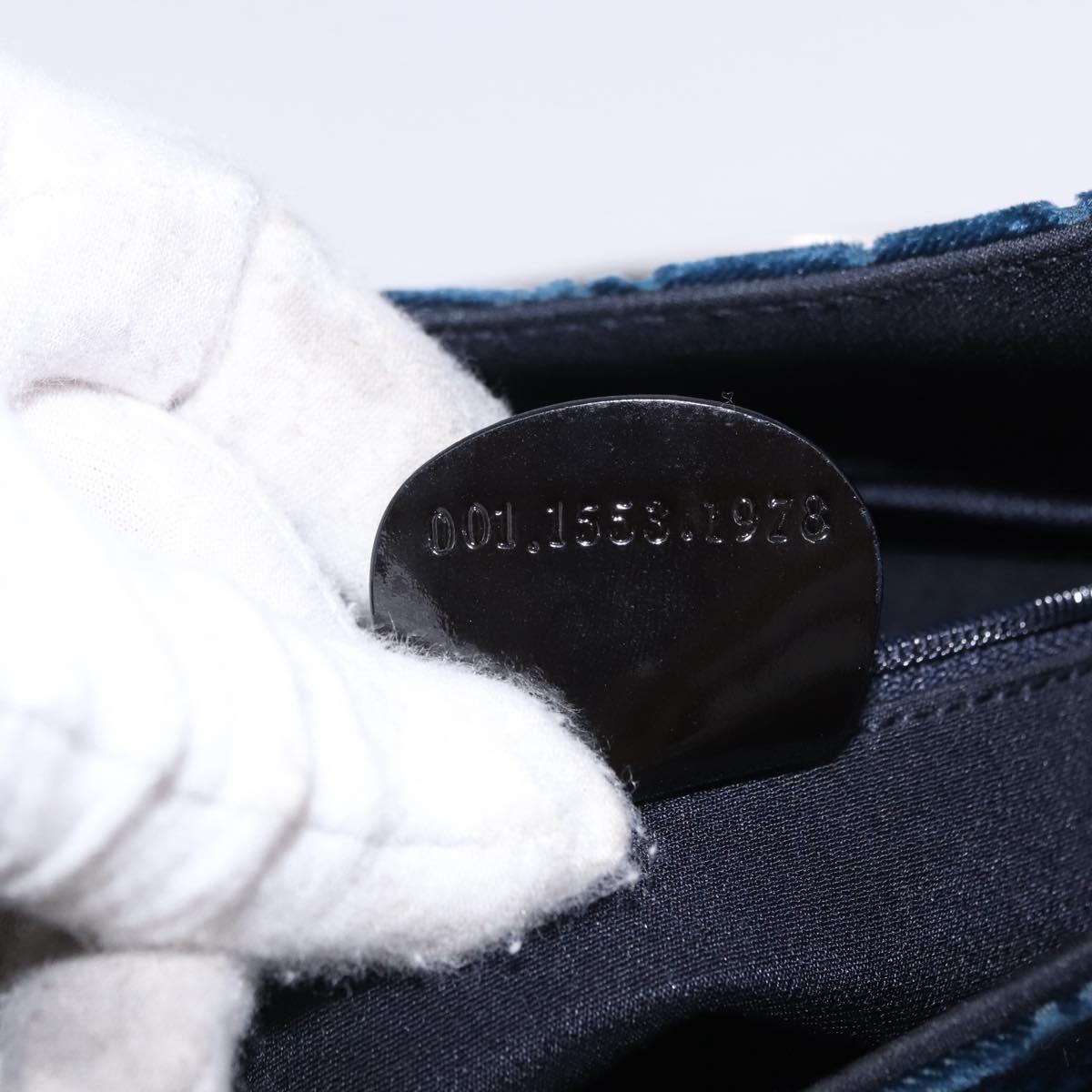 GUCCI GG Supreme Shoulder Bag Suede Blue Silver Auth BA14427A