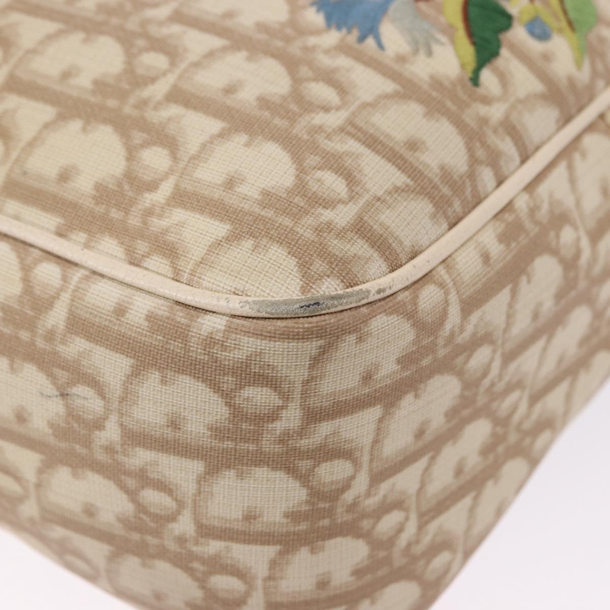 Christian Dior Trotter Canvas Shoulder Bag PVC Beige Silver Auth BA14428