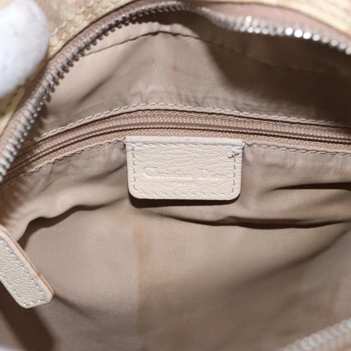 Christian Dior Trotter Canvas Shoulder Bag PVC Beige Silver Auth BA14428