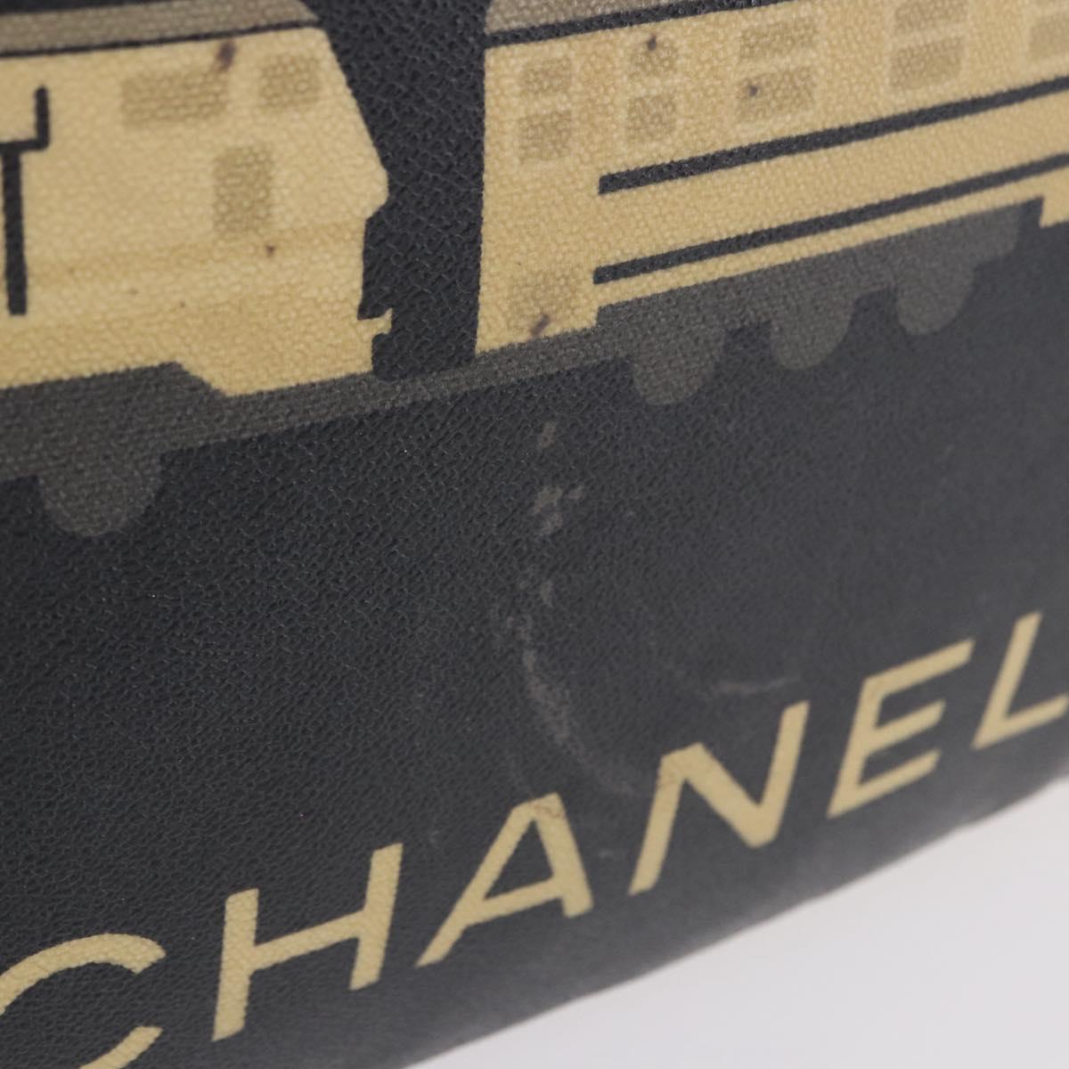 CHANEL Central Station Tote Bag PVC Canvas Black Silver CC Auth BA14429