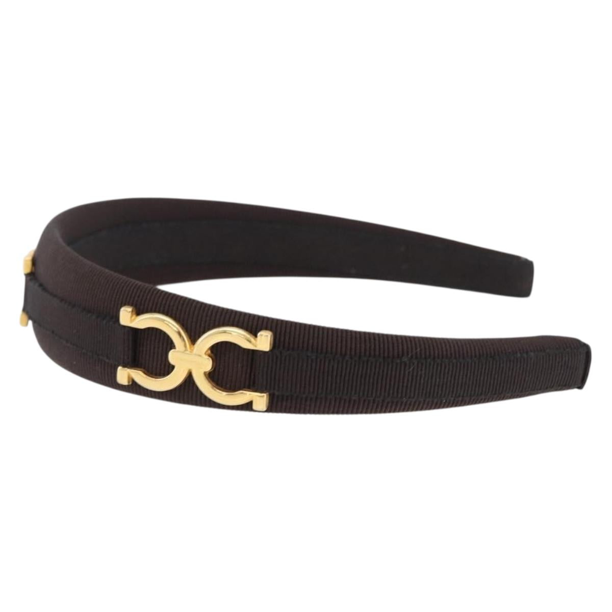 Salvatore Ferragamo Katyusha Hair Clip Canvas Brown Auth BA14430A