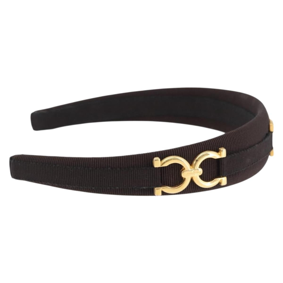 Salvatore Ferragamo Katyusha Hair Clip Canvas Brown Auth BA14430A