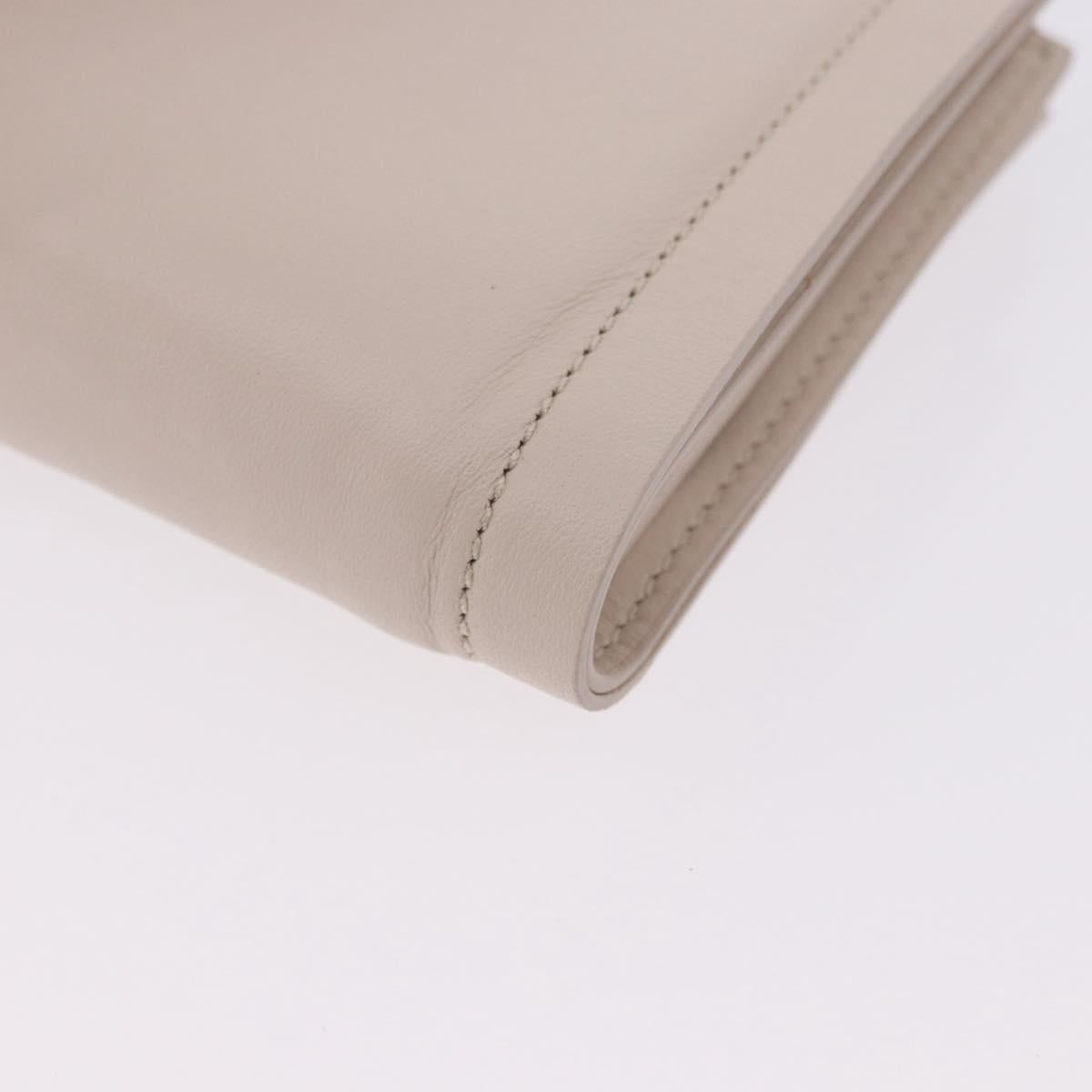 Salvatore Ferragamo Gancini Bifold Wallet Leather Ivory Silver Auth BA14437M