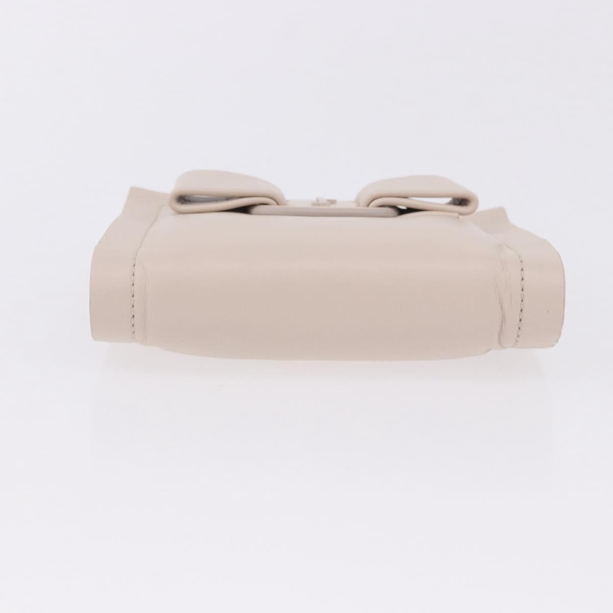 Salvatore Ferragamo Gancini Bifold Wallet Leather Ivory Silver Auth BA14437M