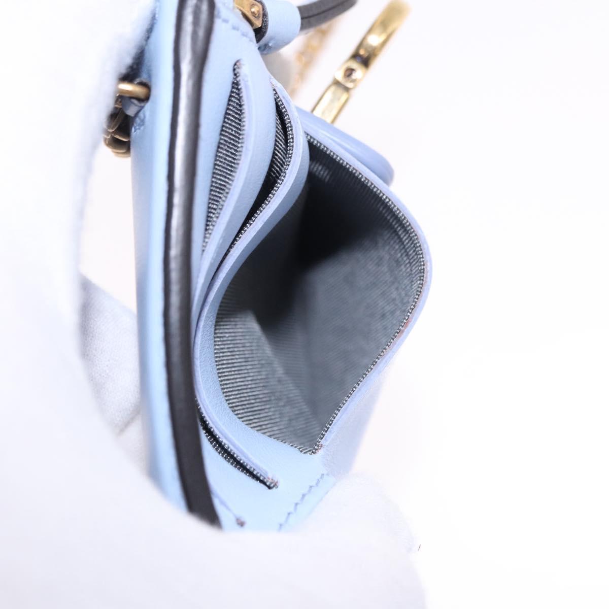 Salvatore Ferragamo Gancini Chain Shoulder Wallet Leather Blue Auth BA14439M