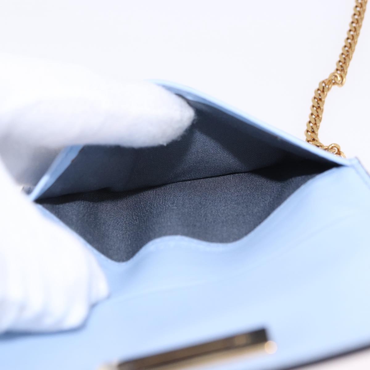 Salvatore Ferragamo Gancini Chain Shoulder Wallet Leather Blue Auth BA14439M