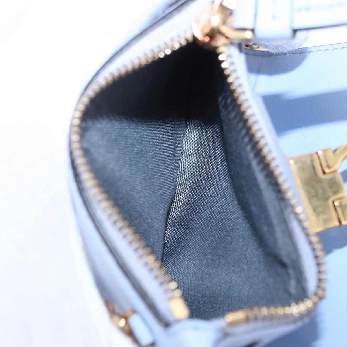 Salvatore Ferragamo Gancini Chain Shoulder Wallet Leather Blue Auth BA14439M