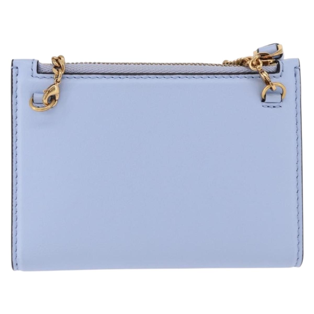 Salvatore Ferragamo Gancini Chain Shoulder Wallet Leather Blue Auth BA14439M
