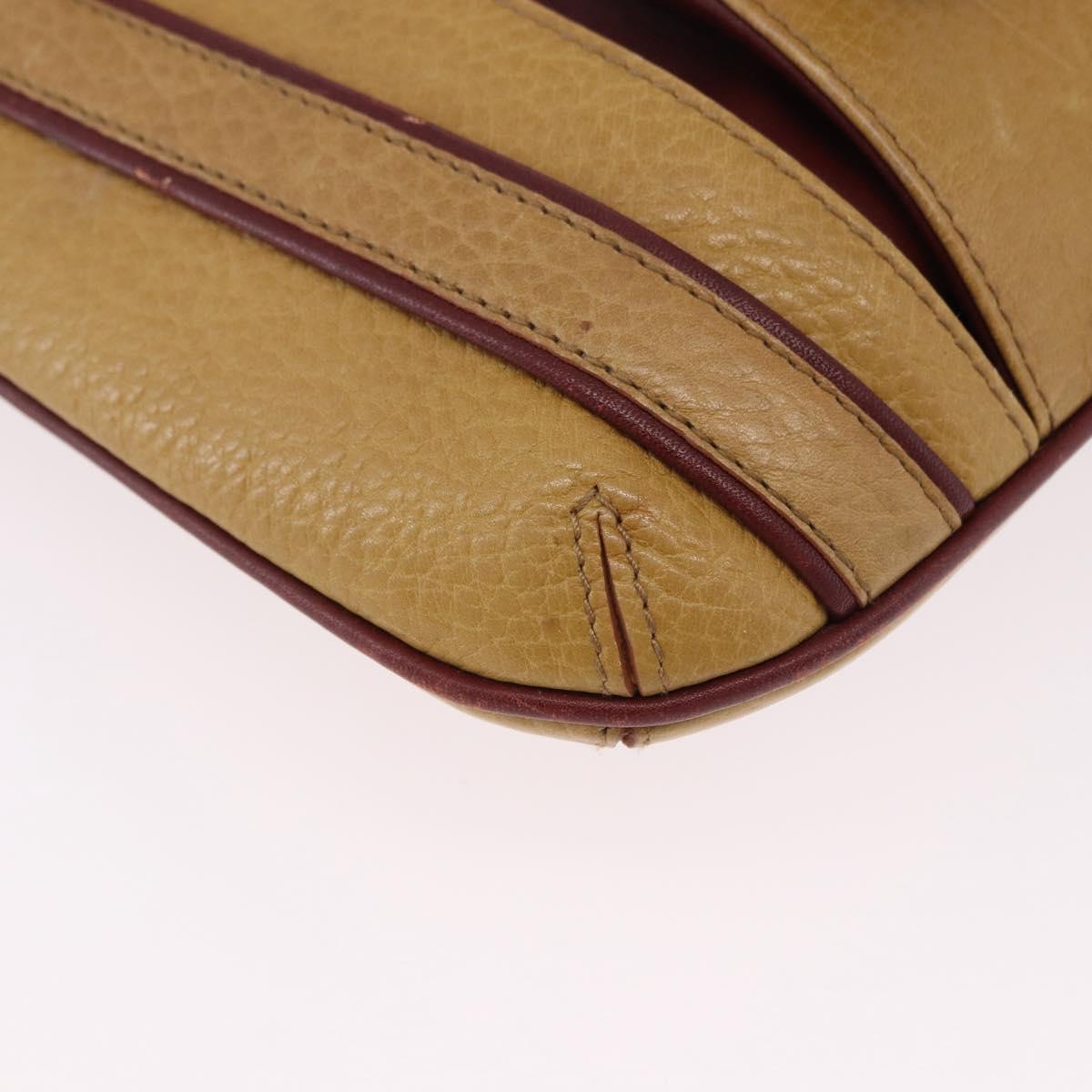 CARTIER Must Line Shoulder Bag Leather Beige Gold Auth BA14440