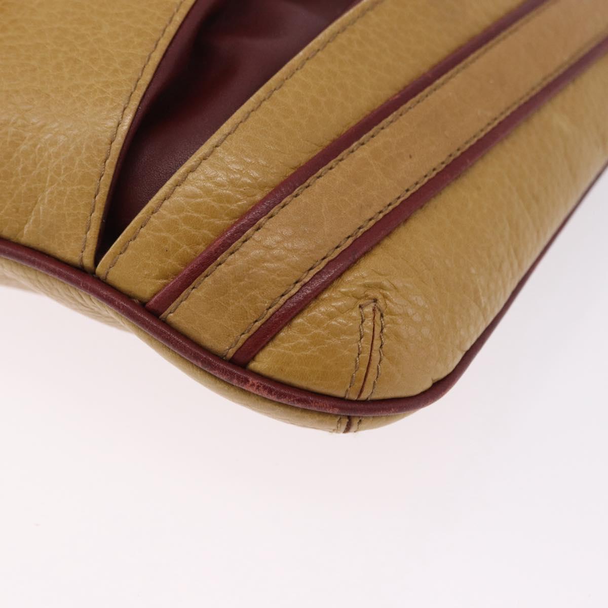 CARTIER Must Line Shoulder Bag Leather Beige Gold Auth BA14440