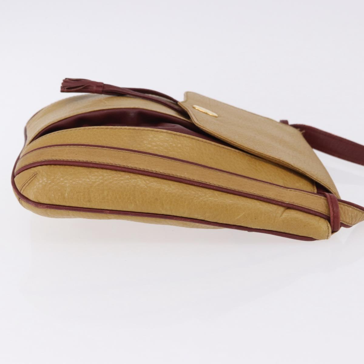 CARTIER Must Line Shoulder Bag Leather Beige Gold Auth BA14440