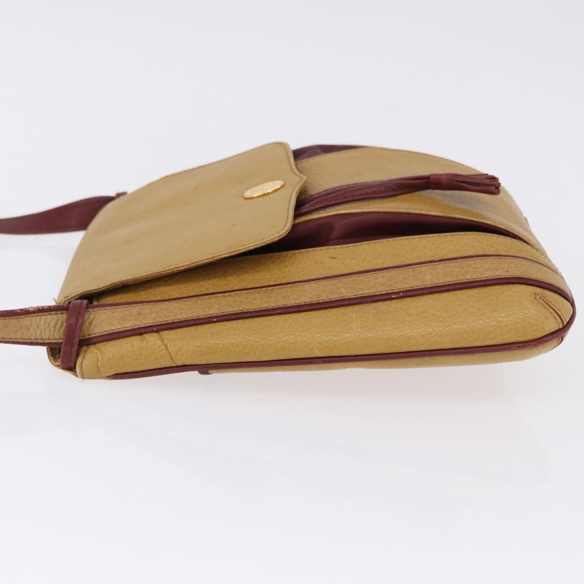 CARTIER Must Line Shoulder Bag Leather Beige Gold Auth BA14440