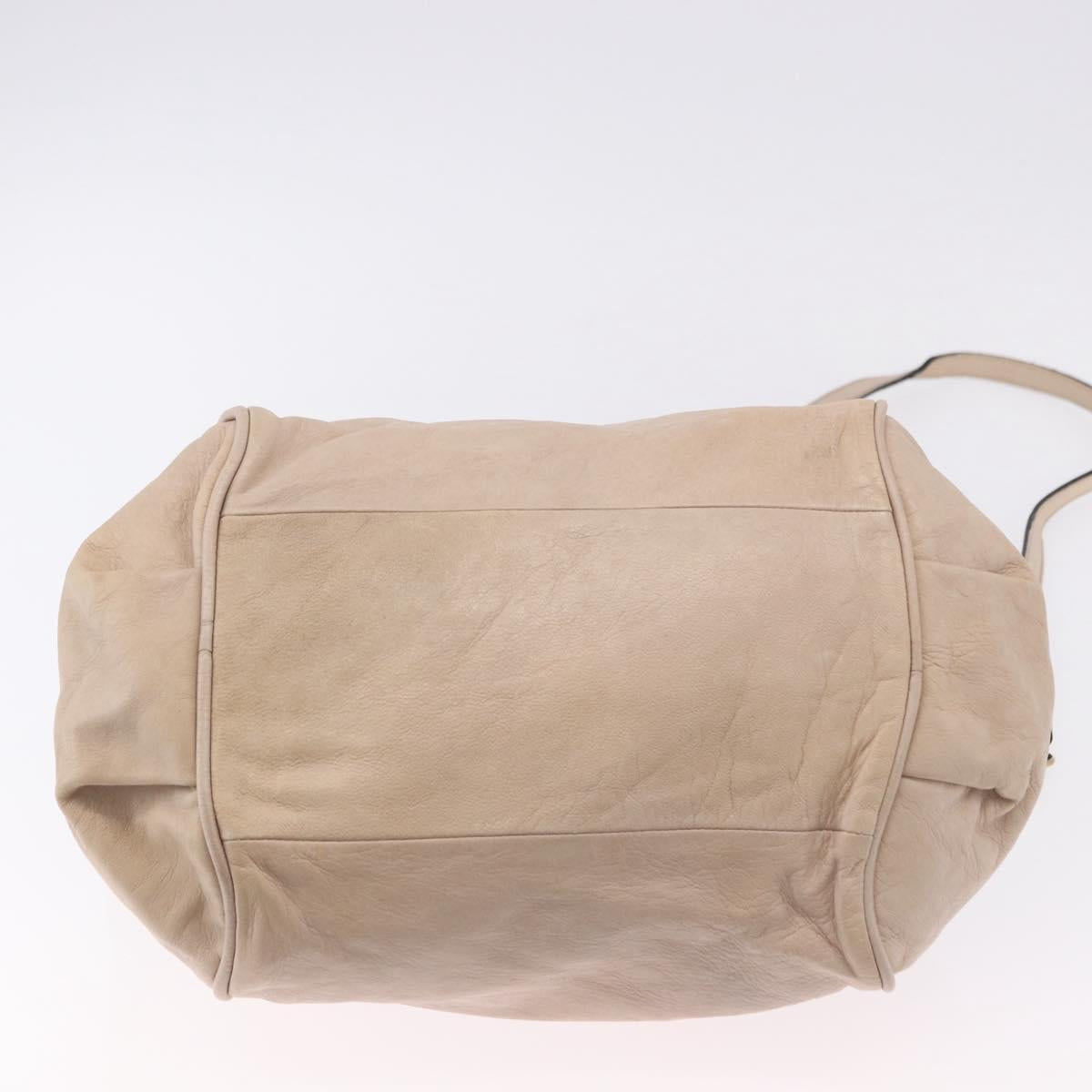 Chloe Etel Hand Bag Leather 2way Beige Gold Auth BA14456