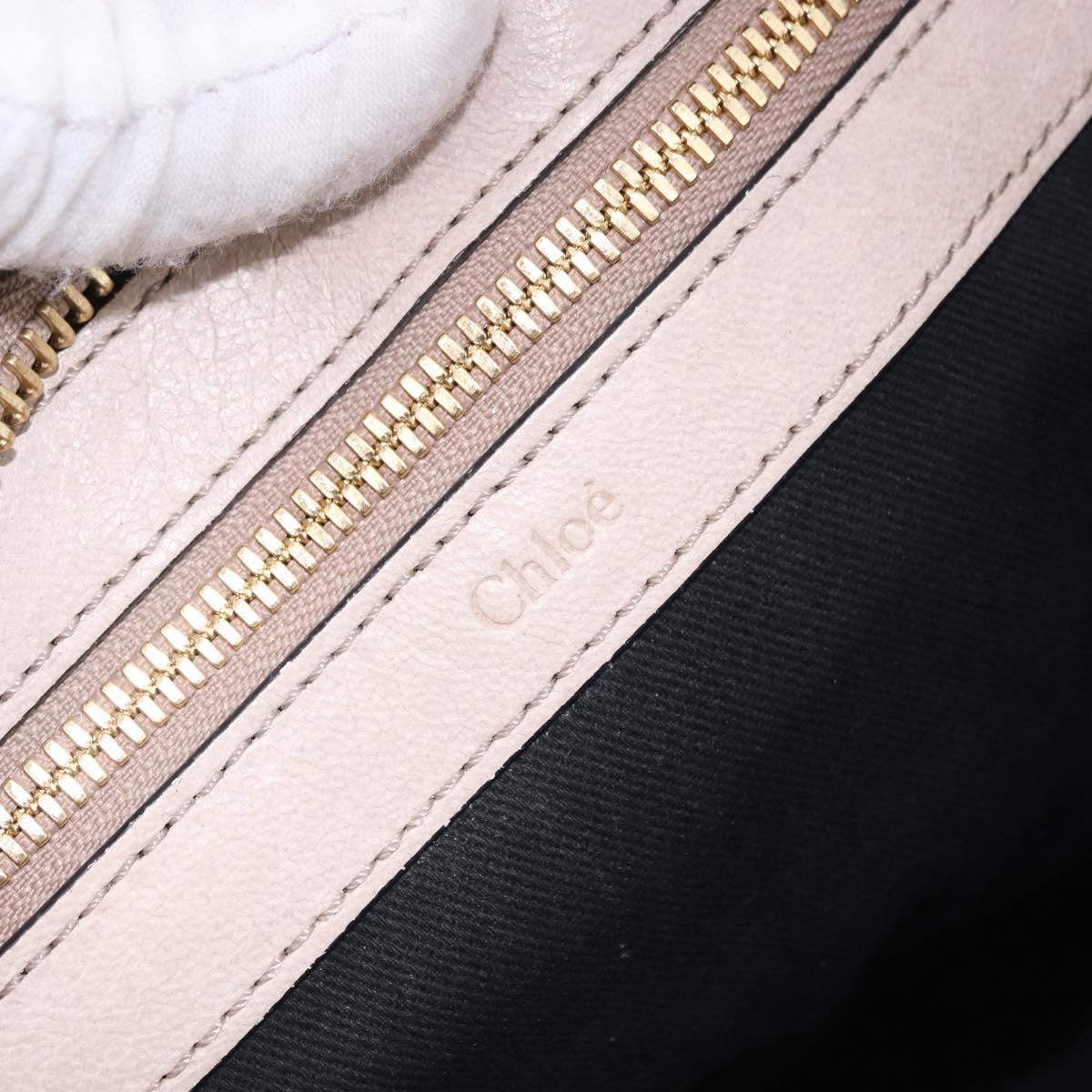 Chloe Etel Hand Bag Leather 2way Beige Gold Auth BA14456