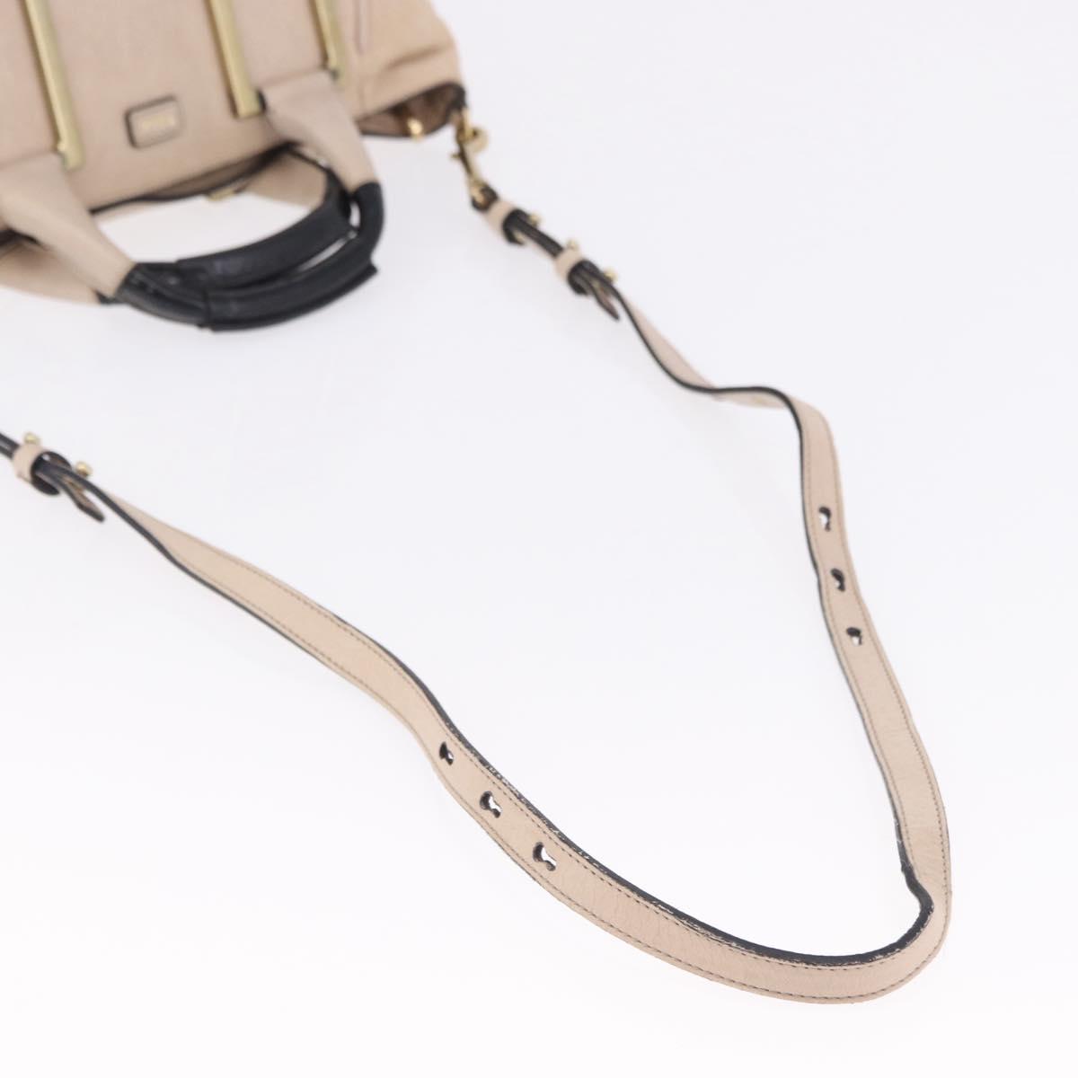 Chloe Etel Hand Bag Leather 2way Beige Gold Auth BA14456