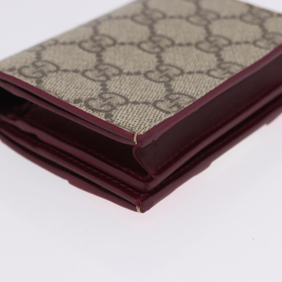 GUCCI GG Supreme Bifold Wallet PVC Beige Gold 818767 Auth BA14457M