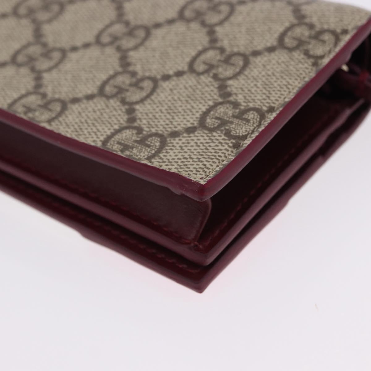 GUCCI GG Supreme Bifold Wallet PVC Beige Gold 818767 Auth BA14457M