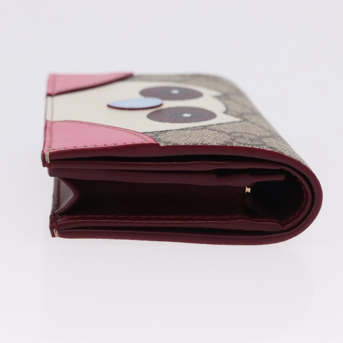 GUCCI GG Supreme Bifold Wallet PVC Beige Gold 818767 Auth BA14457M