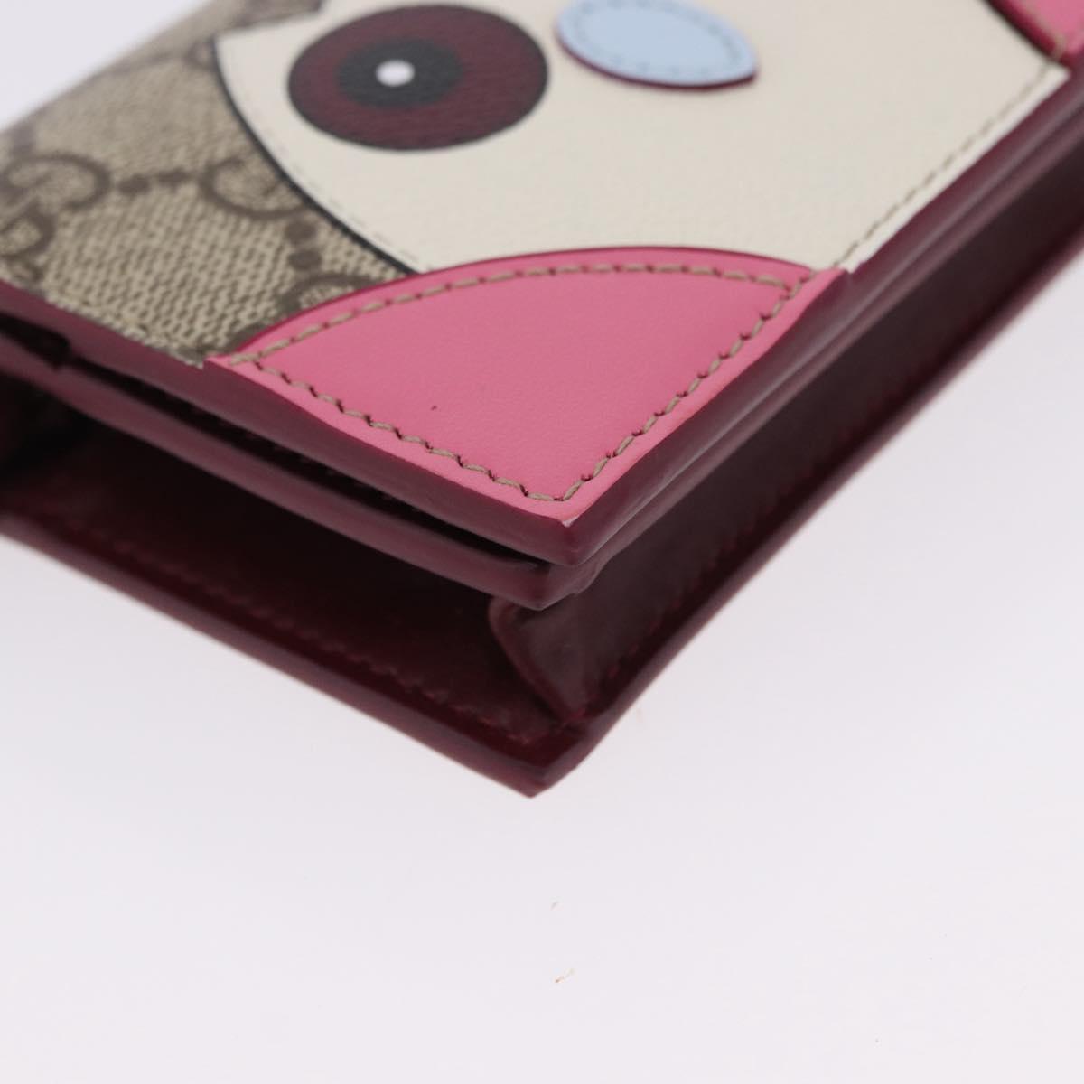 GUCCI GG Supreme Bifold Wallet PVC Beige Gold 818767 Auth BA14457M