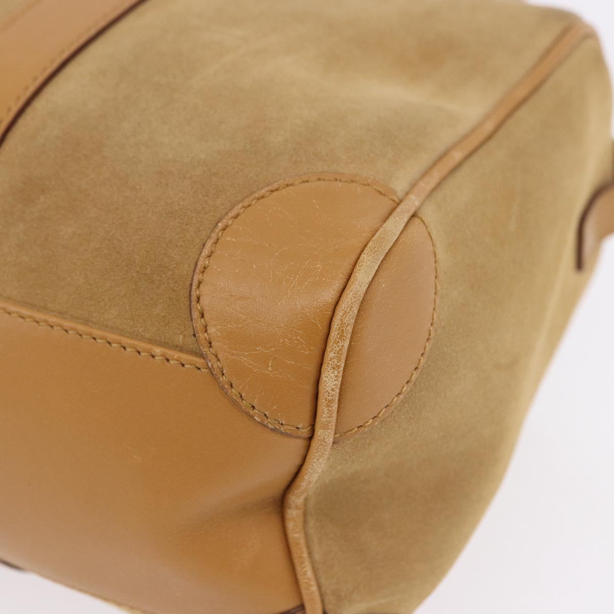 GUCCI Hand Bag Suede Beige Gold 000 0851 3754 Auth BA14458