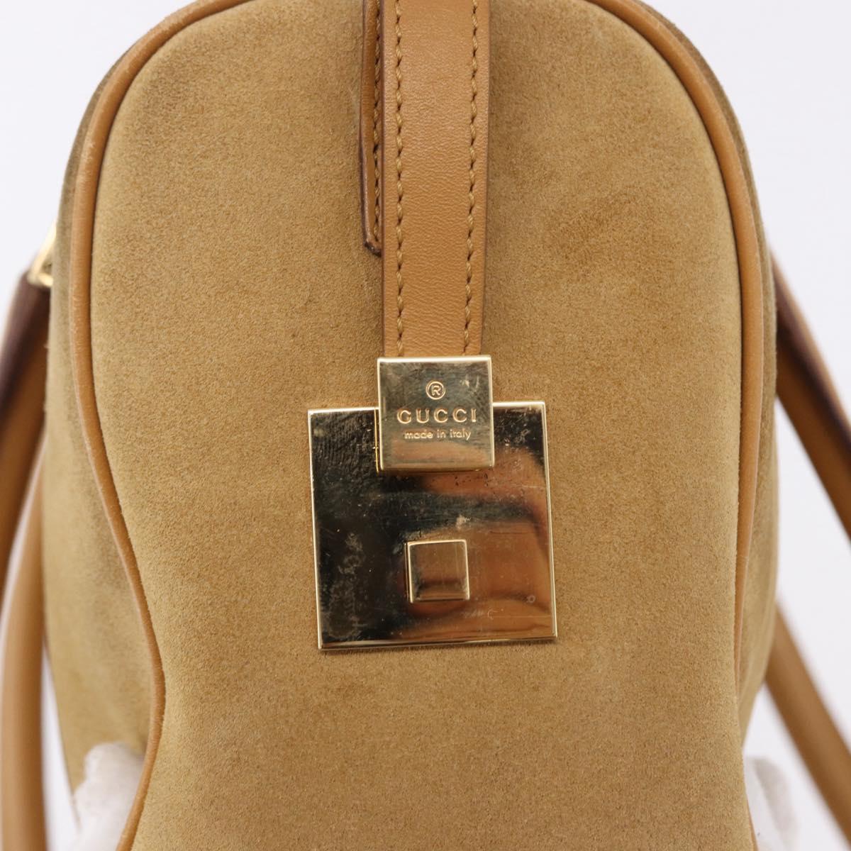 GUCCI Hand Bag Suede Beige Gold 000 0851 3754 Auth BA14458