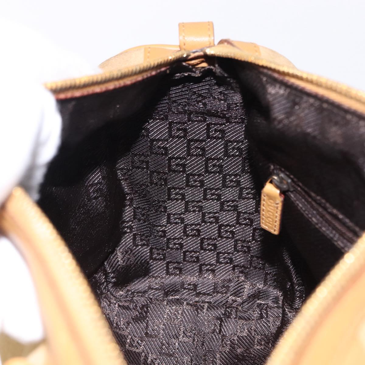 GUCCI Hand Bag Suede Beige Gold 000 0851 3754 Auth BA14458
