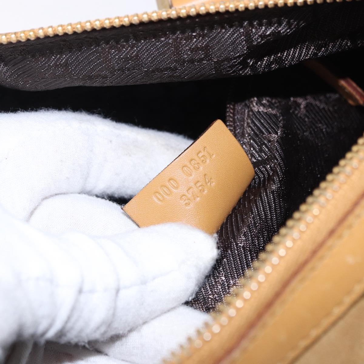 GUCCI Hand Bag Suede Beige Gold 000 0851 3754 Auth BA14458