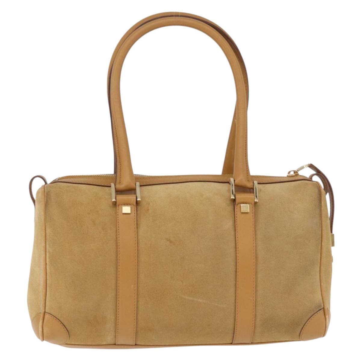 GUCCI Hand Bag Suede Beige Gold 000 0851 3754 Auth BA14458