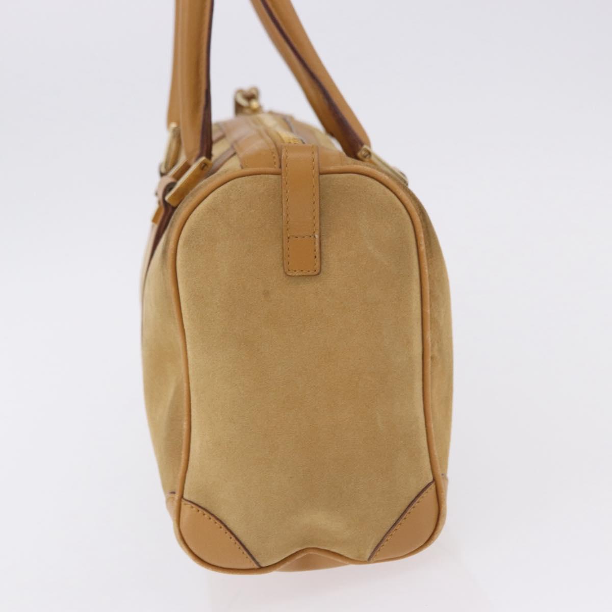 GUCCI Hand Bag Suede Beige Gold 000 0851 3754 Auth BA14458