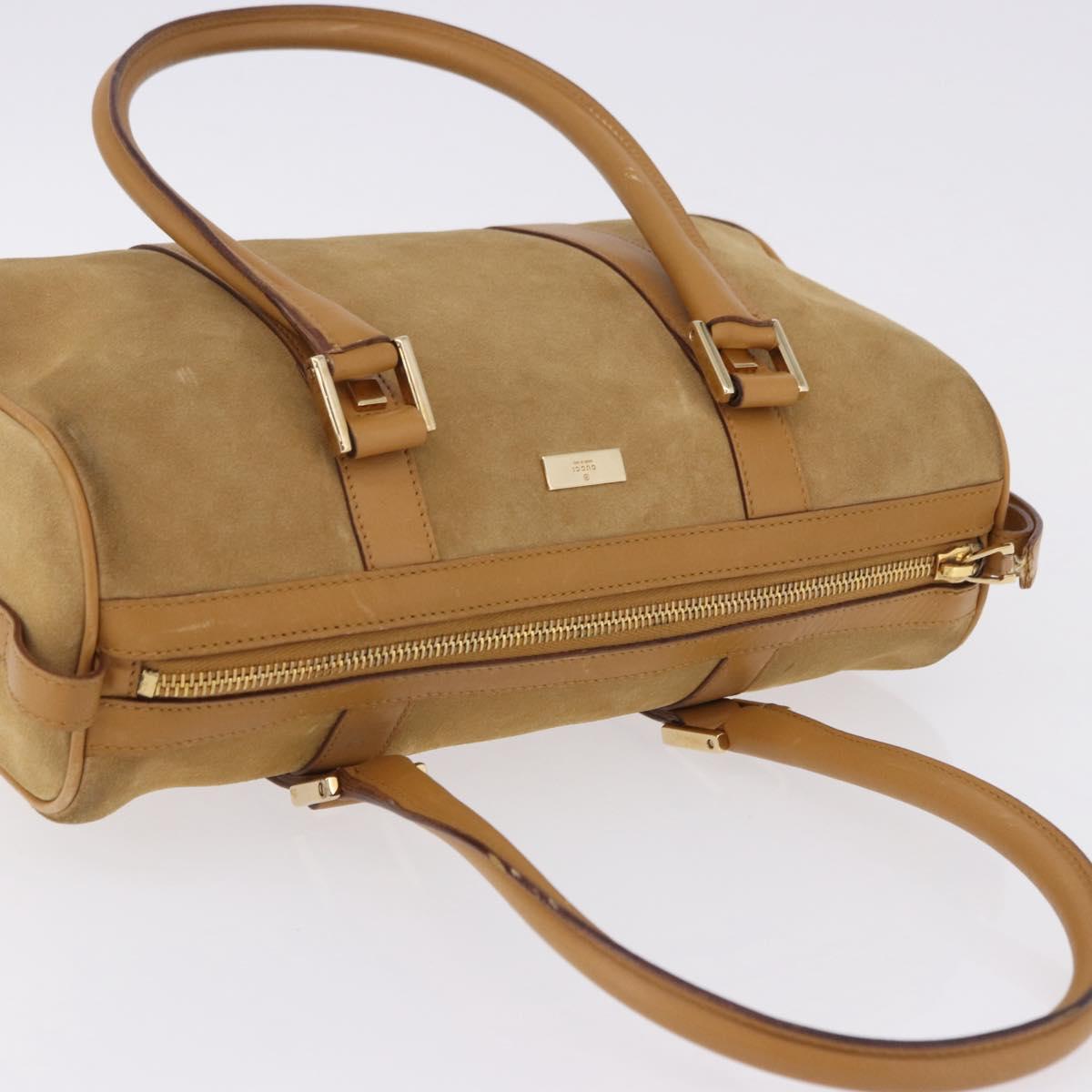 GUCCI Hand Bag Suede Beige Gold 000 0851 3754 Auth BA14458
