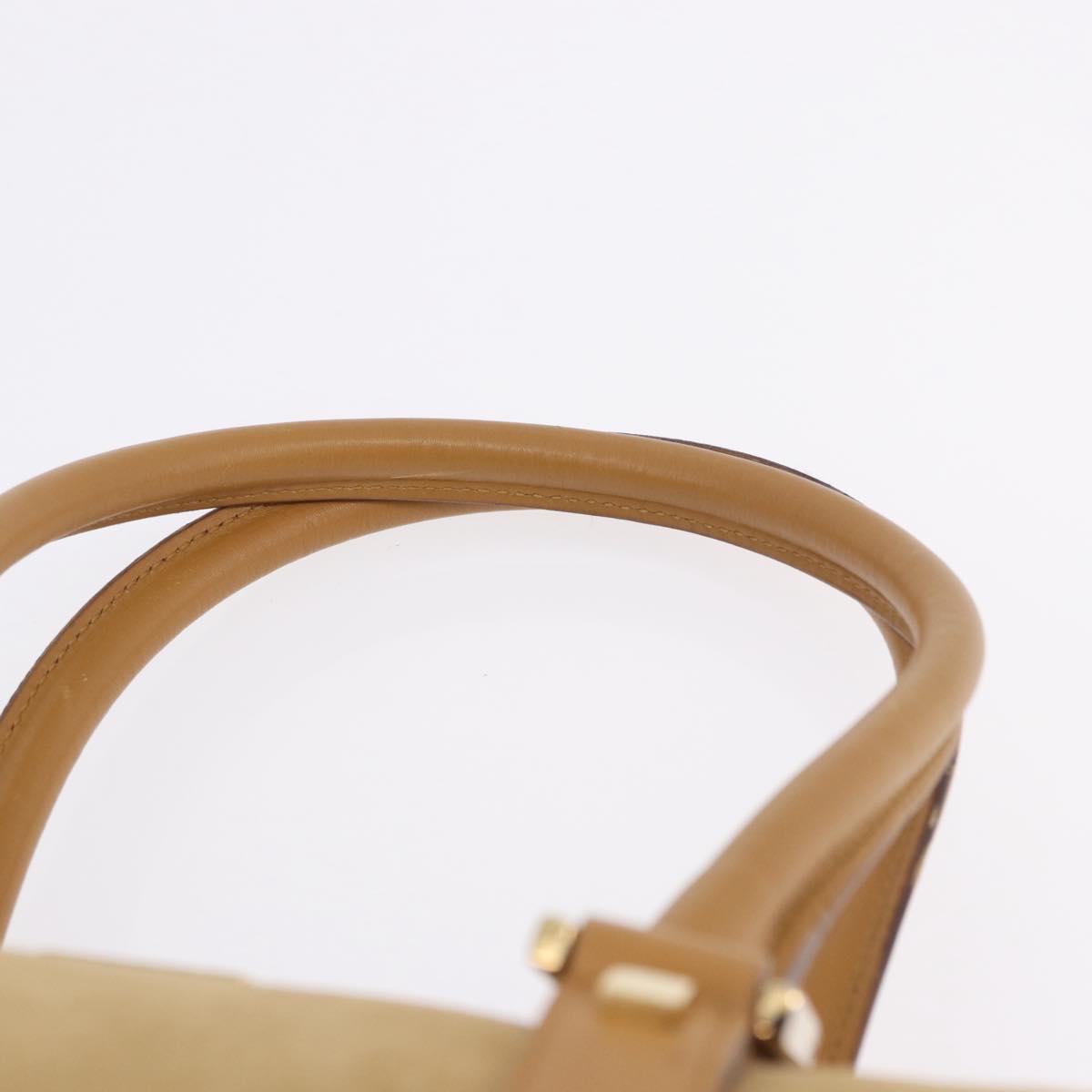 GUCCI Hand Bag Suede Beige Gold 000 0851 3754 Auth BA14458