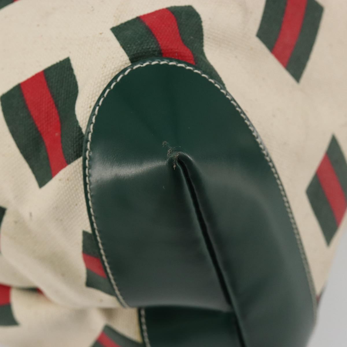 GUCCI Web Sherry Line Tote Bag PVC Canvas Gold White Auth BA14461