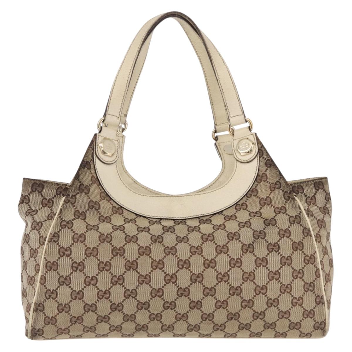 GUCCI GG Canvas Shoulder Bag Beige Gold 154982 Auth BA14464