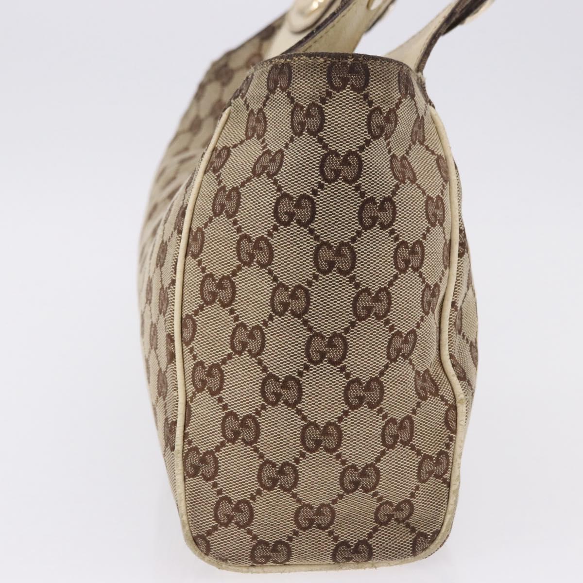 GUCCI GG Canvas Shoulder Bag Beige Gold 154982 Auth BA14464
