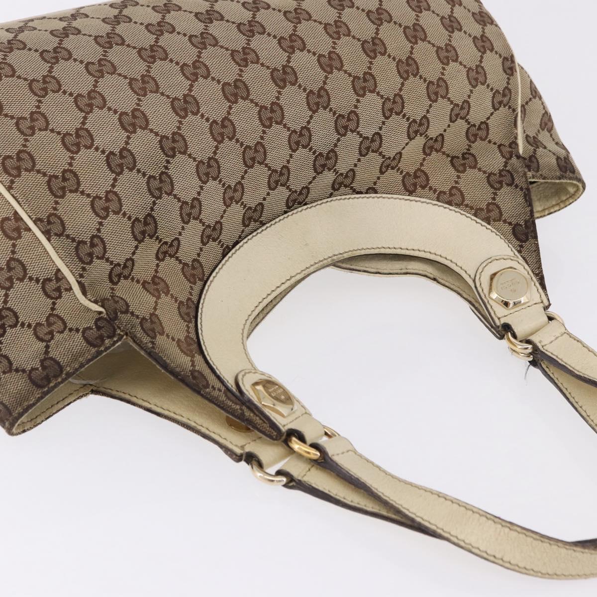 GUCCI GG Canvas Shoulder Bag Beige Gold 154982 Auth BA14464