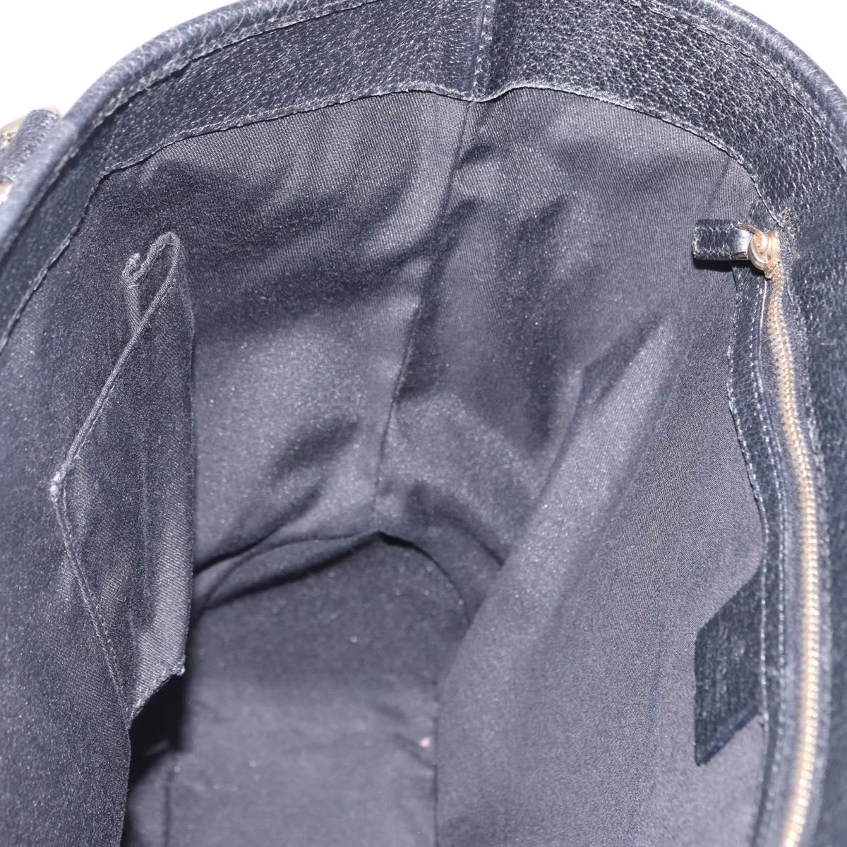 GUCCI Jackie Hand Bag Canvas Black Gold 145818 Auth BA14468A