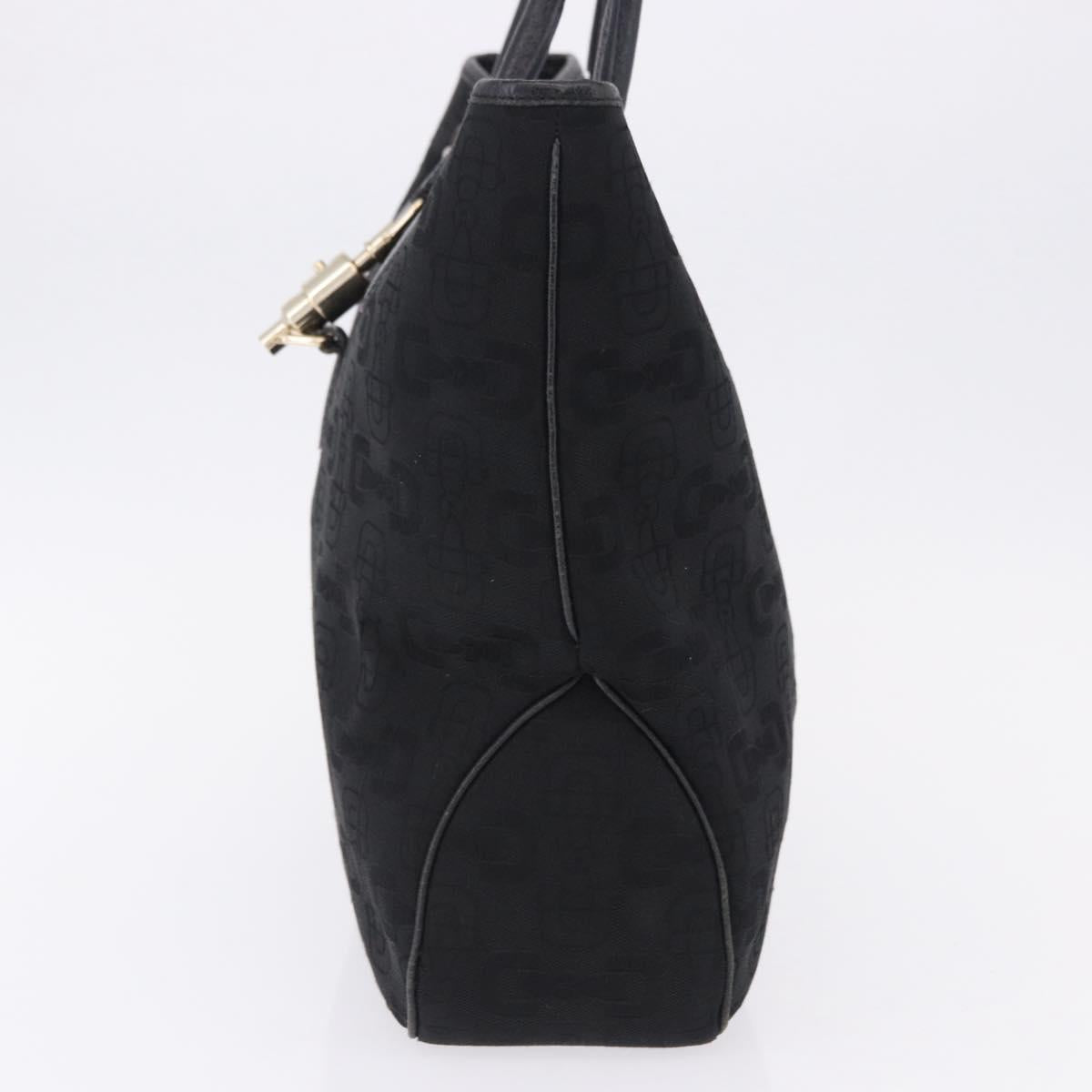 GUCCI Jackie Hand Bag Canvas Black Gold 145818 Auth BA14468A