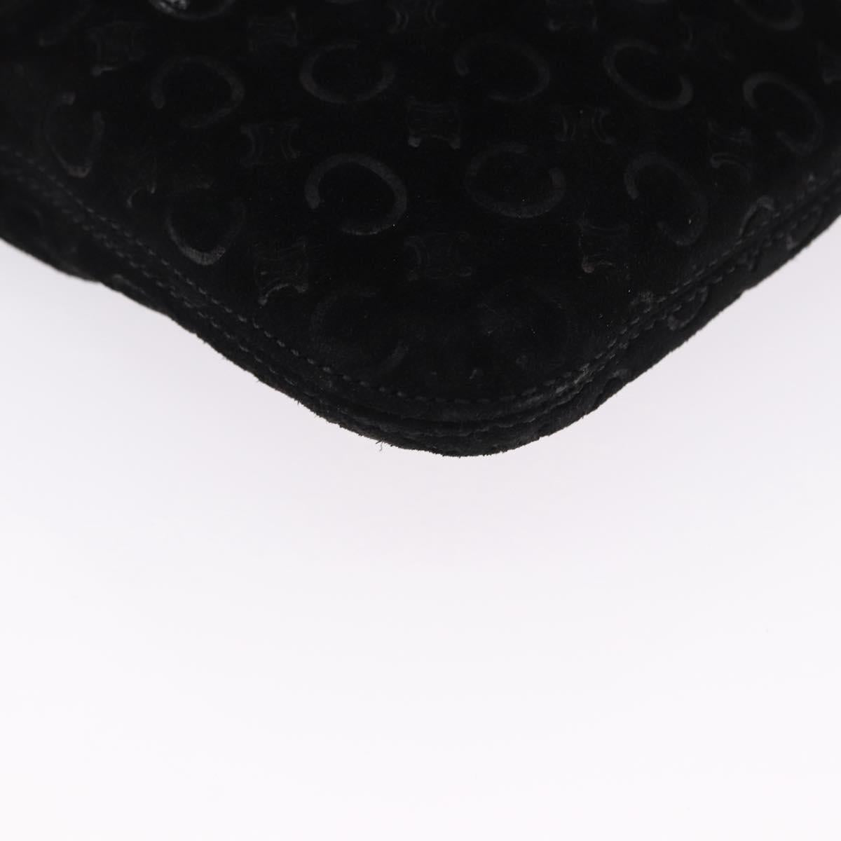 CELINE C Macadam Canvas Hand Bag Suede Black Silver Auth BA14469A