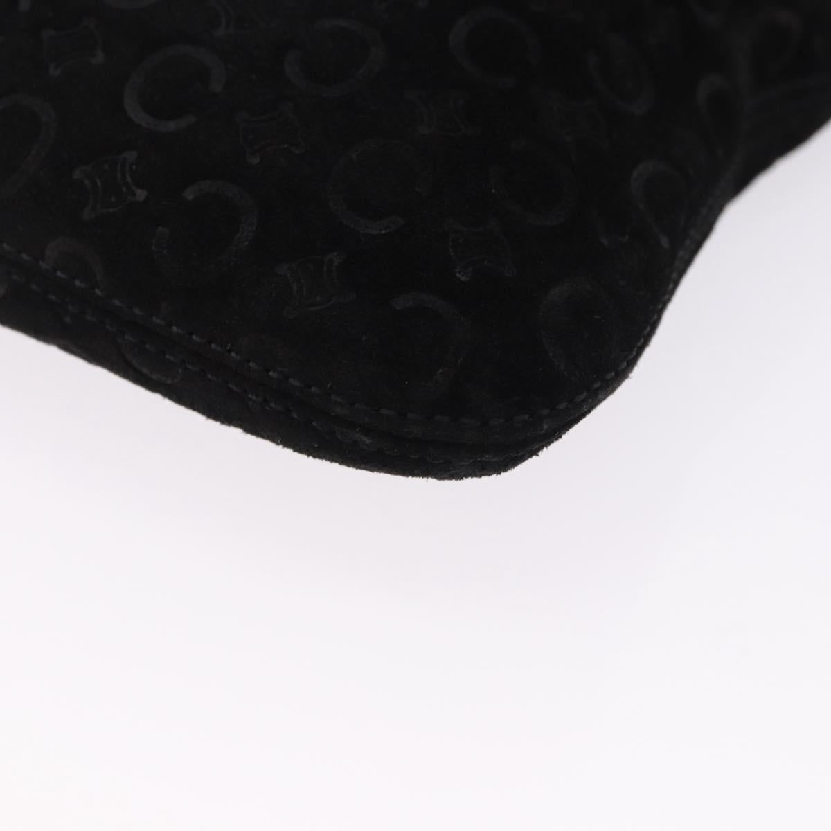 CELINE C Macadam Canvas Hand Bag Suede Black Silver Auth BA14469A