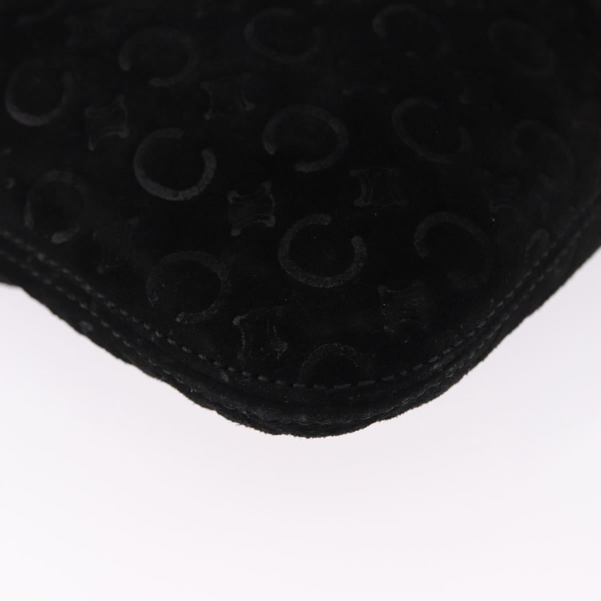 CELINE C Macadam Canvas Hand Bag Suede Black Silver Auth BA14469A